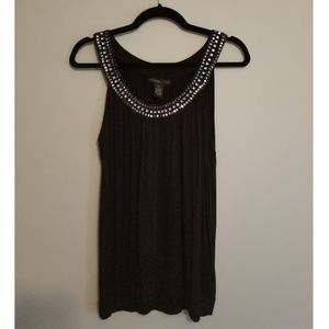 Design History Black Beaded Dressy Tank XL